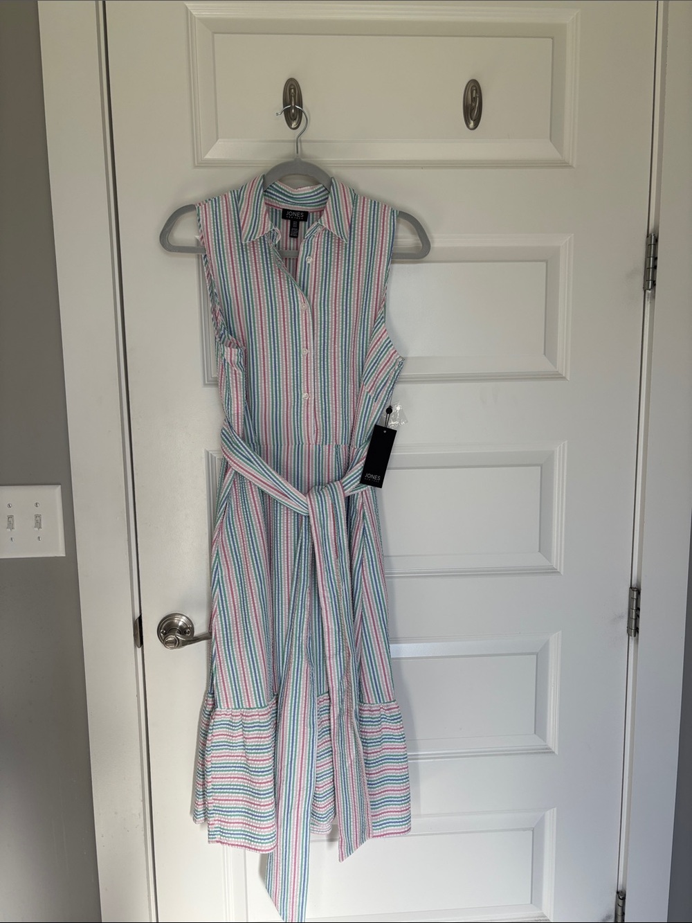 Jones New York Multicolor Striped Button Shirt Dress